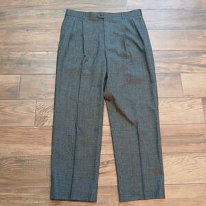 The Kensington Collection Pants Mens 37x31‎ Charcoal Plaid Pleated Wool Baggy